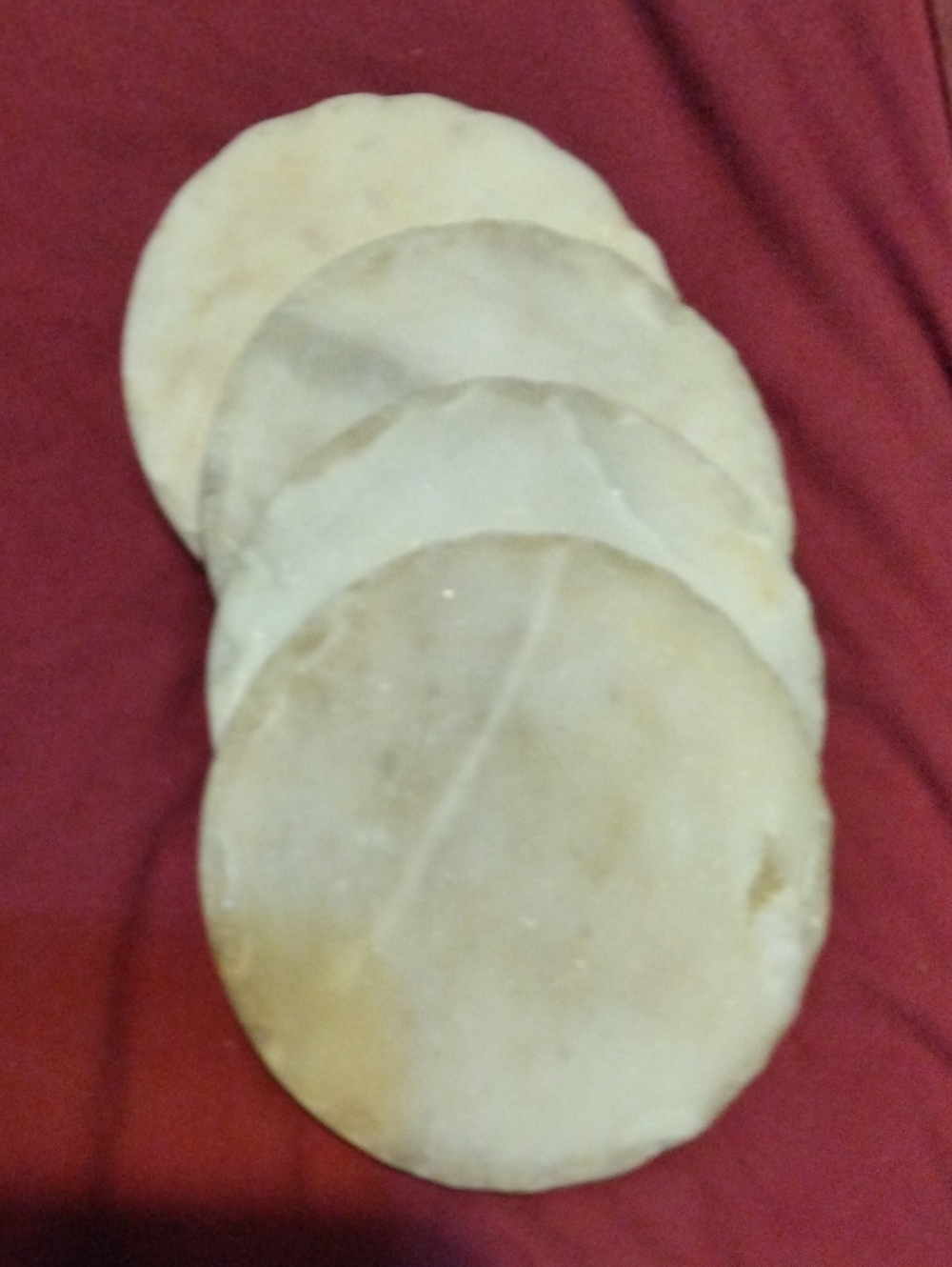 Natural Stone Coasters Set of 4 - Cream Marble Look Some Chips Around Edges